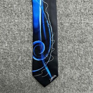 J Garcia Tie Collectors Edition Snail Garden 100% Silk Extra Long Blue Black